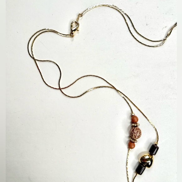 18 Inch Puffy Hearts and Beads Double Strand Gold Plated Island Necklace - Picture 11 of 15